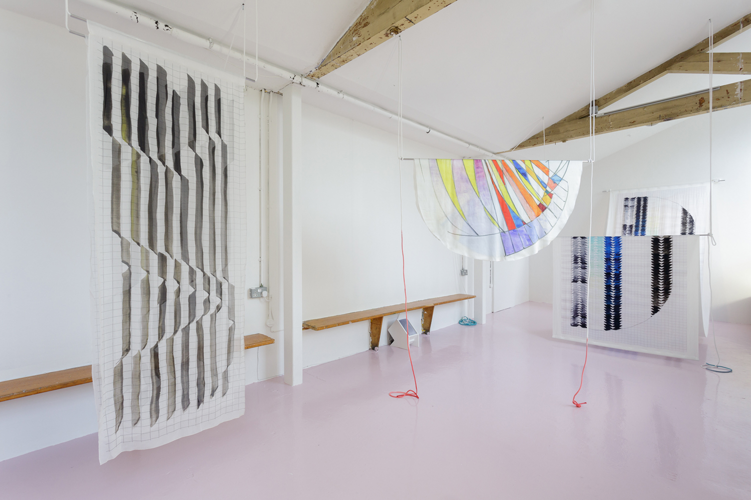 Fay Nicolson, silk works installed