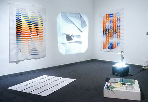 Fay Nicolson, Work With Material, 2013, performed in solo exhibition as part of In Print Out Vienna Print Biennial, Künstlerhaus Wien